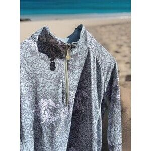 Kastel Denmark 1/4 Zip LS Shirt Floral Embroidered Poly Blend Girls Youth XL